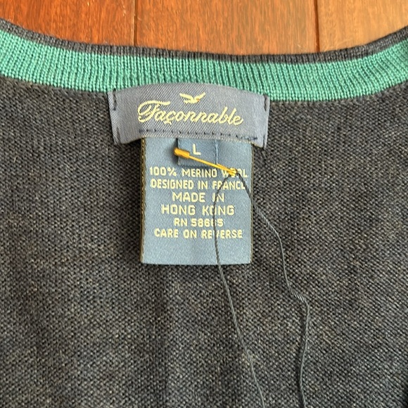 Faconnable Navy V Neck Sweater - Picture 5 of 6